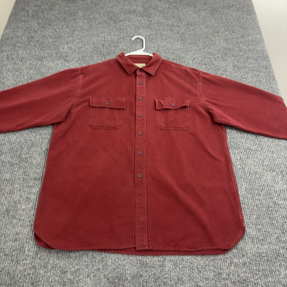 LL Bean Button Up Mens XL Red Cotton Flannel Long‎ Sleeve Outdoor Casual